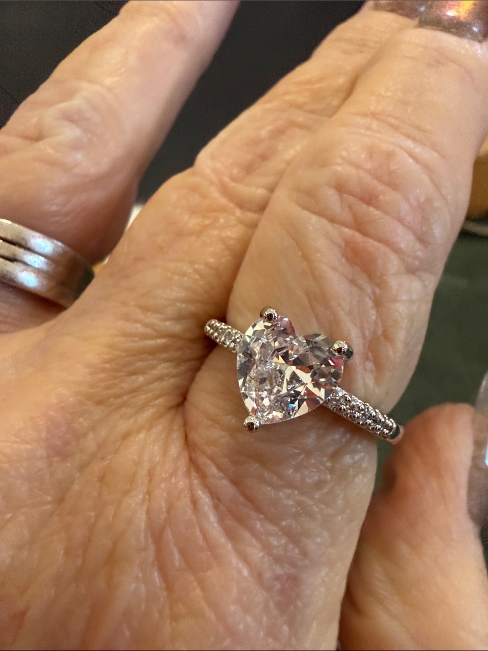 Heart-Cut Clear Stone Ring in Silver - Women Jewelry